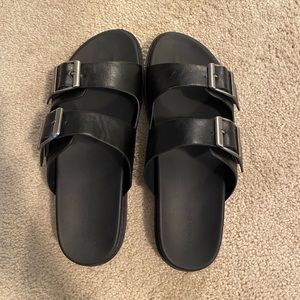 Black buckle sandals